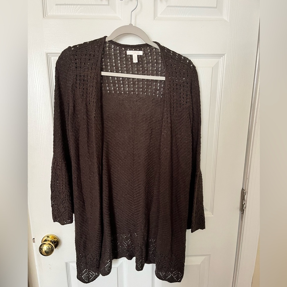LC Lauren Conrad Chocolate Open Knit Cardigan